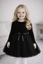 Vera Long Sleeve Girls' Princess Fluffy Tutu Dress Plain Stretchy Lycra Black Tutu Dress