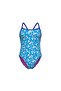 بدلة سباحة W FLOWERS SWIMSUIT CHALLENGE BACK باللون الأزرق متعدد الألوان والنيون الأزرق - 3