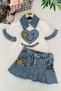 My Little Girl's Cicileri Happines Floral Detailed Skirted Girl's 2-Piece Set - Blue