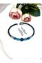 Healing Natural Stone Men's Bracelet - Blue Agate and Hematite Stone Rubber Design Jewelry - 4