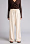 E1981Axbg286 Beige Wide Leg Elastic Waist Linen Blend Trousers - 3