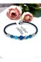 Healing Natural Stone Men's Bracelet - Blue Agate and Hematite Stone Rubber Design Jewelry - 2