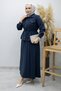 Pocketed Gathered Waist Skirt Suit Tsd260171 Navy Blue