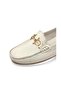 25700 Genuine Leather Gold Buckle Flat Sole Moccasin Ballerinas - 5
