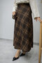 Checkered Skirt with Elastic Waist Tsd260168 Tan - 4