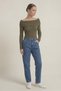 Khaki Women's Madonna Collar Camisole Blouse Long Sleeve Fit Flexible Stylish Body - 5