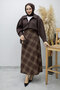 Checkered Skirt with Elastic Waist Tsd260168 Brown - 3