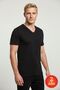 Men's Black 100% Cotton Single Jersey 2-Piece V-Neck Basic T-Shirt Set