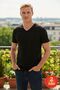 Men's Black 100% Cotton Single Jersey 2-Piece V-Neck Basic T-Shirt Set - 2