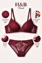 Women's Lace Supported Bra and Panty Set - Stylish Design Lingerie Set