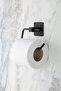 Black Square Adhesive Ring Towel Holder / Open Toilet Paper Holder 2-Piece Bathroom Set - 3