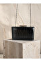 Black Color Matte Crocodile Patterned Chain Strap Women's Evening Dress Bag Wedding Engagement Graduation - 7