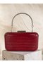 Burgundy Color Matte Leather Crocodile Patterned Women's Evening Dress Bag Wedding Engagement Graduation - 4