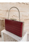Burgundy Color Matte Leather Crocodile Patterned Women's Evening Dress Bag Wedding Engagement Graduation - 4
