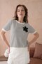 10151 Women's Crew Neck Appliqued Striped Knit Sweater - 7