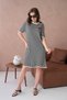 10173 Women's Crew Neck Embroidery Detail Striped Knitwear Dress - 4