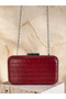 Burgundy Color Matte Leather Crocodile Patterned Women's Evening Dress Bag Wedding Engagement Graduation - 6