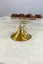 Set of 2 Gold Metal Footed Madlen Glass Presentation Plate & Treat Dessert Serving Plate - 3