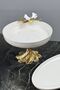 White Butterfly 3 Piece Porcelain Presentation Service Set & Candle Foot Salad Bowl Oval Napkin Plate - 2