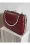 Burgundy Color Matte Leather Crocodile Patterned Women's Evening Dress Bag Wedding Engagement Graduation - 9