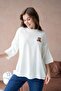 10729 Women's Crew Neck Embroidery Detail Oversize Trko Sweater - 3