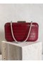 Burgundy Color Matte Leather Crocodile Patterned Women's Evening Dress Bag Wedding Engagement Graduation - 6
