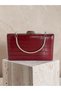 Burgundy Color Matte Leather Crocodile Patterned Women's Evening Dress Bag Wedding Engagement Graduation - 8