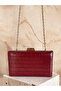 Burgundy Color Matte Leather Crocodile Patterned Women's Evening Dress Bag Wedding Engagement Graduation - 5