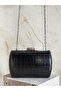 Black Color Matte Crocodile Patterned Chain Strap Women's Evening Dress Bag Wedding Engagement Graduation - 7