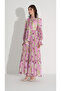 Dress with Puff Sleeves and Ruched Skirt Pink - 4