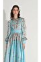 Waterway Patterned Satin Dress Blue - 2