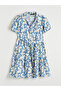 Blue Shirt Collar Floral Mini Dress - 5