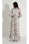Flower Pattern Satin Dress Mint - 5