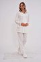 Women's Ecru Maternity Long Sleeve Elegant Lace Detailed Buttoned Special Design Pajama Set - 5