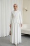 Front cross single button laced lined scalloped linen suit -white - 2
