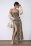 Women's Long Patterned Single Jersey Dress with Rope Straps and Cross Cut Detail on the Back - 3