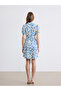 Blue Shirt Collar Floral Mini Dress - 4
