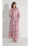 Dress with Puff Sleeves and Ruched Skirt Pink - 3