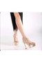 Women's High-Heeled Evening Dress Wedding Dress Platform Cross-Strap Shoes - 4