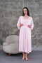 New Season Pink Maternity Summer Elegant Lace Detailed Buttoned Strap Dressing Gown Nightgown Set - 3