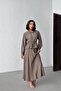 Women's Bitter Brown Textured Tie-Up Shirt Long Skirt Bottom Top Two-Piece Summer Set - 3