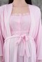 New Season Pink Maternity Summer Elegant Lace Detailed Buttoned Strap Dressing Gown Nightgown Set - 5
