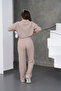 Women's Beige Relaxed Fit Zippered Sweat Pants Set - 6