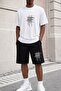 Unisex Oversize Shorts and T-Shirt Set – Minimal Line Patterned Summer Casual Combination