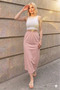 Women's Powder Pink Pocketed Elastic Waist, Comfortable Full Fit, Sports Long Skirt 700-3503203 - 2