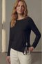Women's Boat Neck Side Drawstring Asymmetrical Long Sleeve Bodysuit Black - 6