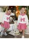 Girl's Bow-Patterned Shirt Collar Stylish Two-Piece Full-Fit Suit for the Holiday Season