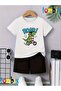 Cycling Dinosaur Printed T-Shirt Shorts Summer Children's Set