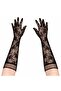 ®   Black Long Rose Patterned Lace Women's Gloves