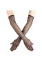 ®   Black Color Pearl and Diamond Embroidered Mesh Knitted Long Gloves 45 cm - 2
